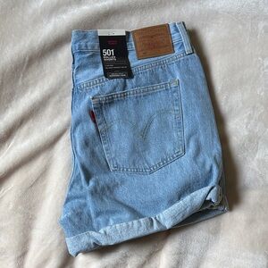 Levi's Light Blue 501 Denim Rolled Shorts